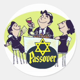 Pegatina Redonda Cena de la familia del Passover