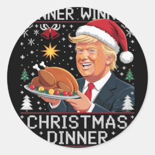 Pegatina Redonda Cena de Navidad Ganador Ganador Santa Trump Suéter
