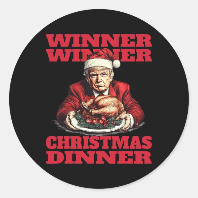 Pegatina Redonda Cena de Navidades ganadores de Trump con humor M (Anverso)