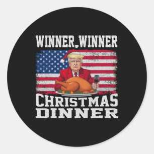 Pegatina Redonda Cena de Navidades ganadores de Trump con humor M