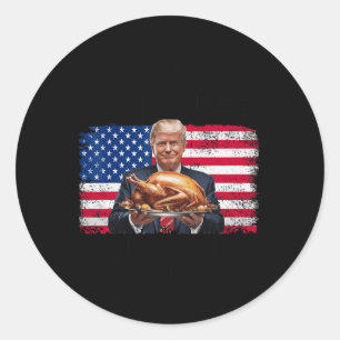 Pegatina Redonda Cena de Navidades ganadores de Trump con humor M