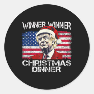 Pegatina Redonda Cena de Navidades ganadores de Trump y navidad