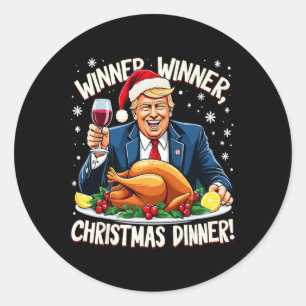 Pegatina Redonda Cena de Navidades ganadores de Trump y navidad