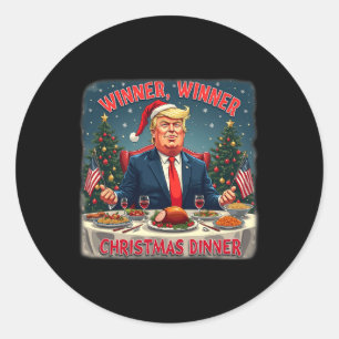 Pegatina Redonda Cena de Navidades ganadores del Humor de Trump
