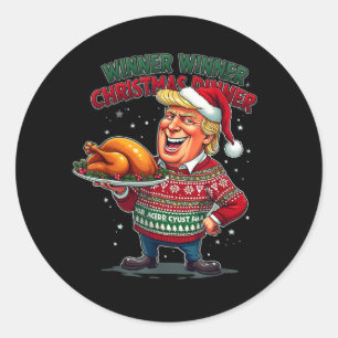 Pegatina Redonda Cena de Navidades ganadores del Humor de Trump