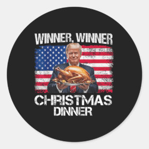 Pegatina Redonda Cena de Navidades ganadores del premio Trump
