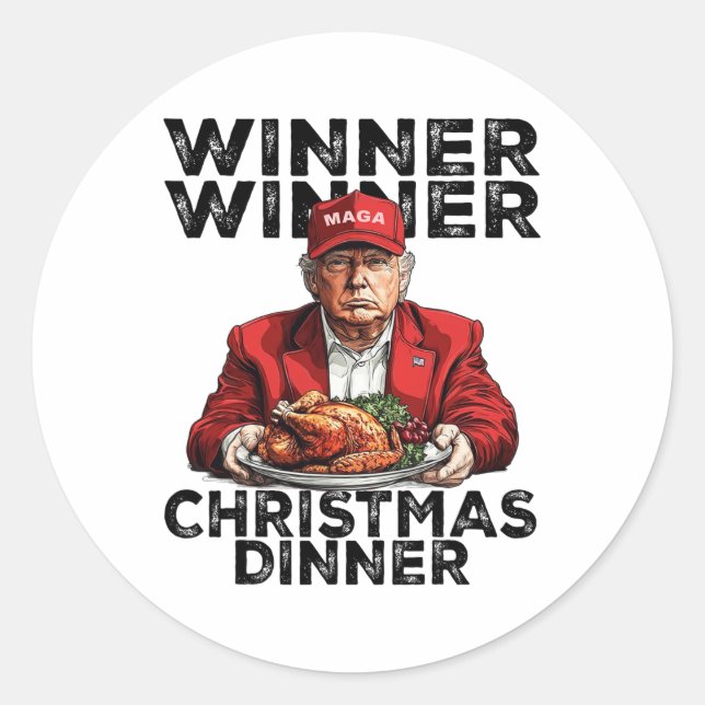 Pegatina Redonda Cena de Navidades ganadores del premio Trump (Anverso)
