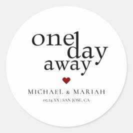 Pegatina Redonda Cena de Rehearsal Simple y Elegante a un Día de Di