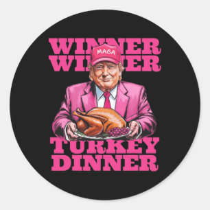 Pegatina Redonda Cena divertida para el ganador de Trump
