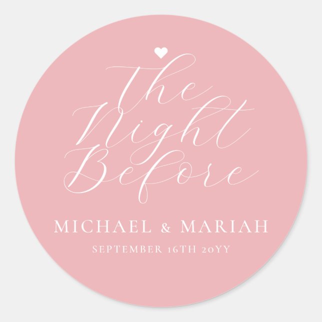 Pegatina Redonda Cena Simple Elegante la Noche Antes del Ensayo (Anverso)