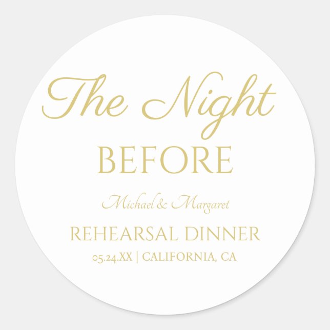 Pegatina Redonda Cena Simple La Noche Antes De La Repetición (Anverso)