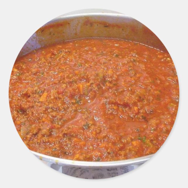 Pegatina Redonda Cena Spaghetti Cocina Salsa Italiana (Anverso)
