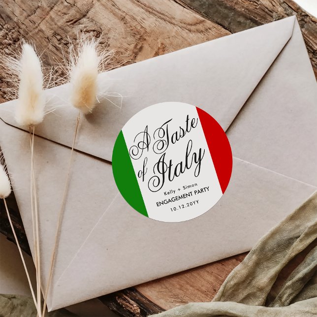 Pegatina Redonda Cena temática italiana | Parte de compromiso (Subido por el creador)