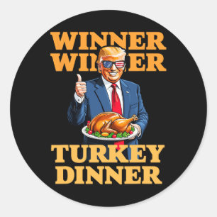 Pegatina Redonda Cena turca del ganador de Trump con humor