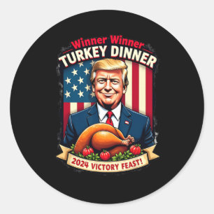 Pegatina Redonda Cena turca del ganador de Trump con humor