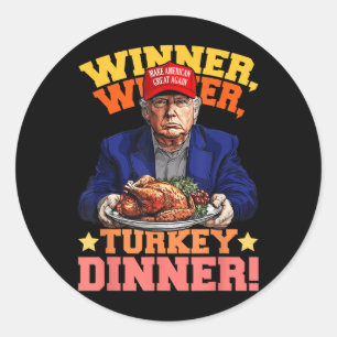 Pegatina Redonda Cena turca del ganador de Trump con humor