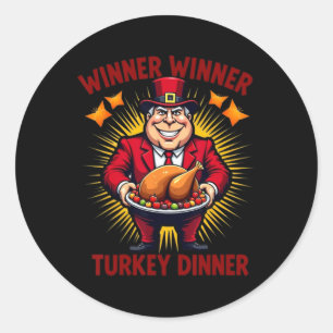 Pegatina Redonda Cena turca del ganador de Trump con humor