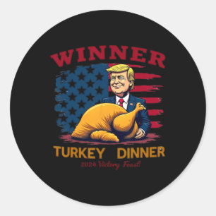 Pegatina Redonda Cena turca del ganador de Trump con humor