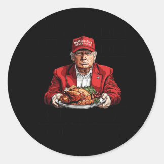 Pegatina Redonda Cena turca del ganador de Trump con humor