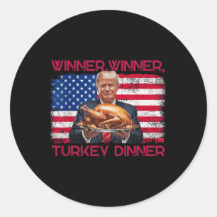 Pegatina Redonda Cena turca del ganador de Trump con humor