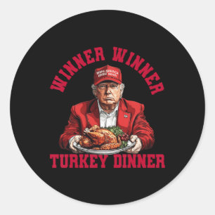 Pegatina Redonda Cena turca del ganador de Trump con humor