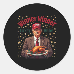 Pegatina Redonda Cena turca del ganador de Trump con humor