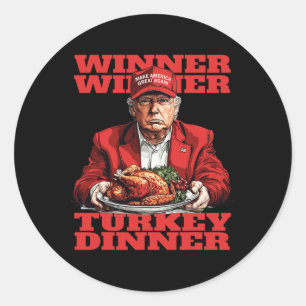 Pegatina Redonda Cena turca del Trump ganador del Día de Acción de 