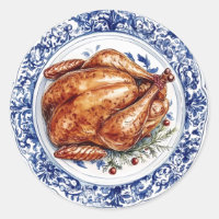 Cena turca en una platica chinoiserie azul