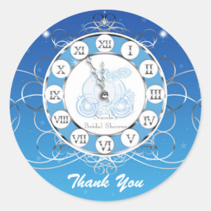 Pegatina Redonda Cenicienta Casi Medianoche Blue Silver Party Favor