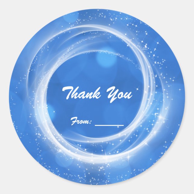 Pegatina Redonda Cenicienta de espuma azul y blanca cualquier Fiest (Anverso)