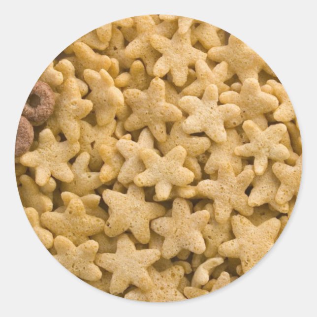 Pegatina Redonda Centenares De Cereales De Estrella Amarilla Con Po (Anverso)