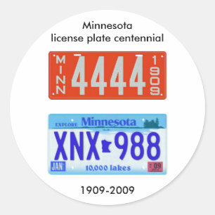 Pegatina Redonda Centenario de matrícula de Minnesota