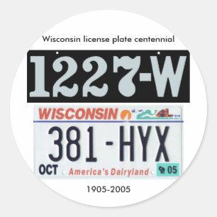 Pegatina Redonda Centennial de la placa de Wisconsin