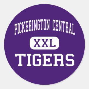 Pegatina Redonda Central de Pickerington - tigres - Pickerington