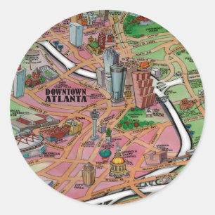 Pegatina Redonda Centro de Atlanta Georgia