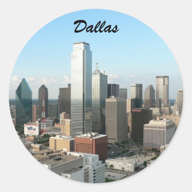 Pegatina Redonda centro de dallas (Anverso)