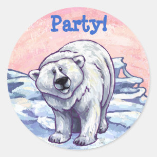 Pegatina Redonda Centro de Fiesta del oso polar
