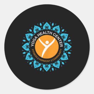 Pegatina Redonda Centro de Salud de Yoga La Felicidad Comienza Aquí