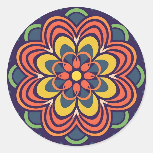 Pegatina Redonda centro floral (Anverso)