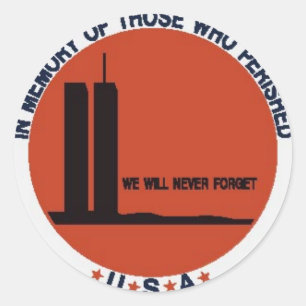 PEGATINA REDONDA CENTRO MUNDIAL DE COMERCIO 9/11