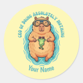 Pegatina Redonda CEO divertido de hacer nada Capybara
