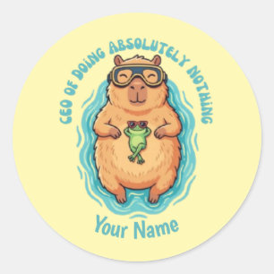 Pegatina Redonda CEO divertido de hacer nada Capybara