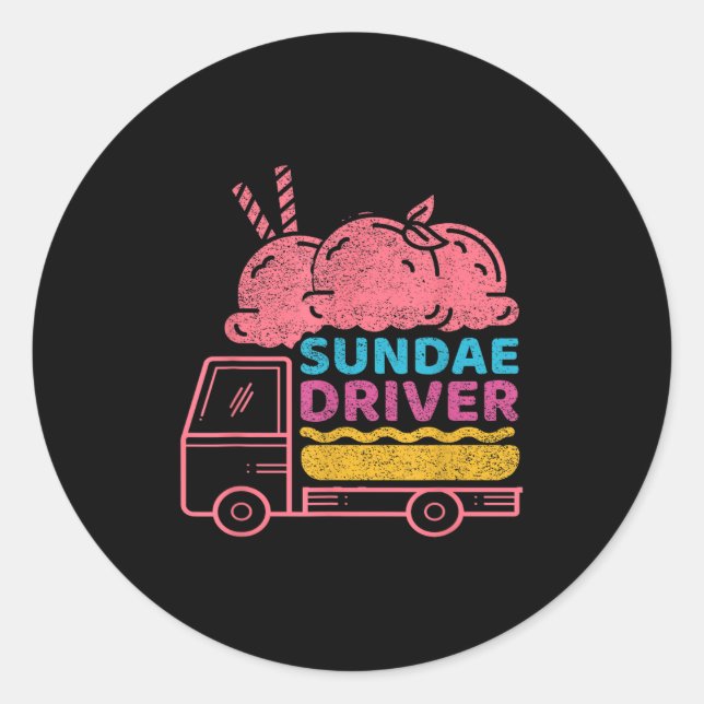 Pegatina Redonda Cepa de marihuana Sundae Driver (Anverso)