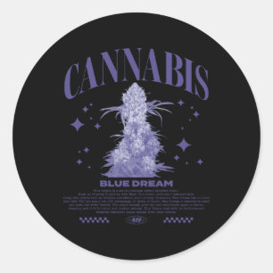 Pegatina Redonda Cepa híbrida Sativa de Navidad Blue Dream 