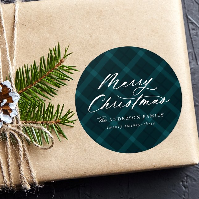 Pegatina Redonda Cepillada Verde azulada Navidad de ensueño (Subido por el creador)