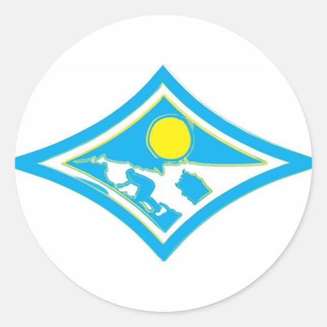 Pegatina Redonda Cepillado de diamantes de surf (Anverso)