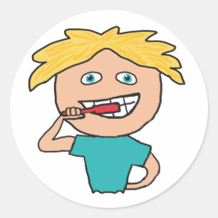 Pegatina Redonda Cepillado de dientes