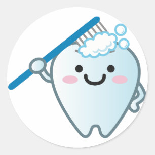 Pegatina Redonda Cepillo dental Personalizado con cepillo de diente