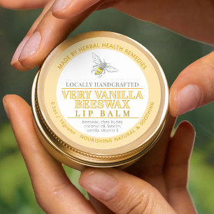 Pegatina Redonda Cera de abeja de vainilla labio bálsamo salmuera t