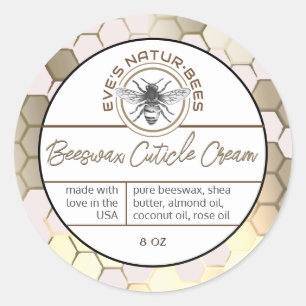 Pegatina Redonda Cera de beesca Cutícula Crema de abeja Logotipo de